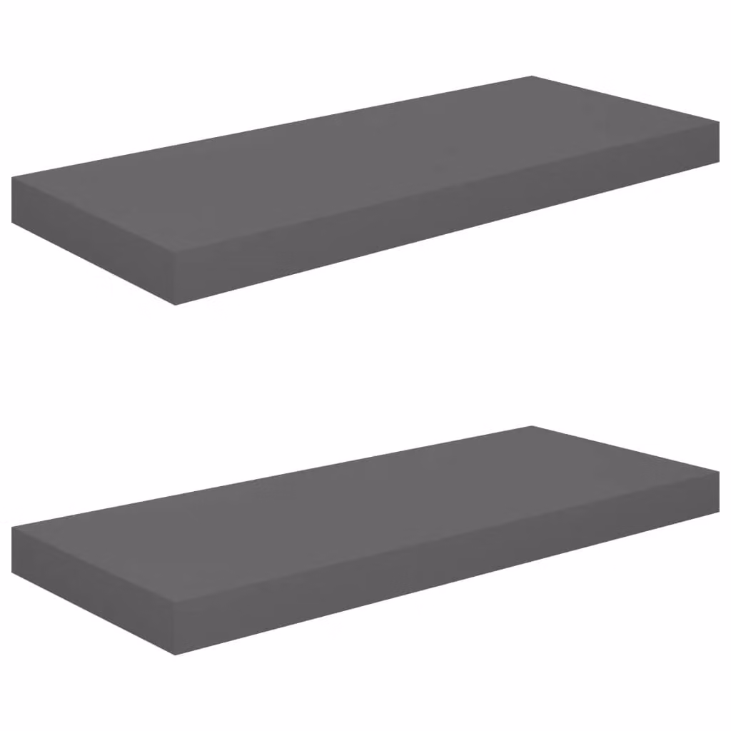 Berkfield Home Floating Wall Shelves, 2 Piece Set in High Gloss Grey, W: 60 cm, D: 23.5 cm, H: 3.8 cm – 2