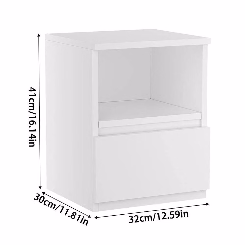 KORVIXA Compact White Bedroom Bedside Table and Nightstand – 2