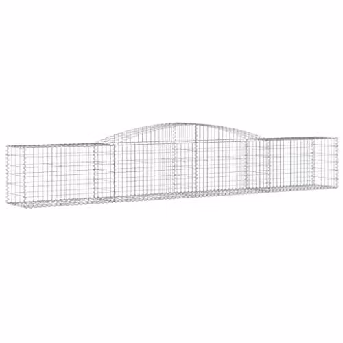 vidaXL Arched Gabion Baskets, 2 Pieces, Silver Galvanised Steel, W: 400 cm, D: 50 cm, H: 60-80 cm