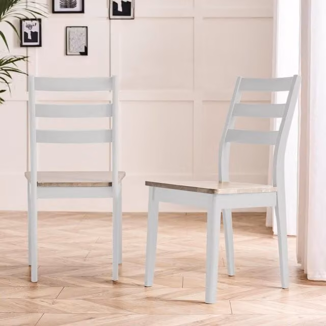 FurnitureboxUK Lynton Set of 2 Solid Rubberwood Dining Chairs in White