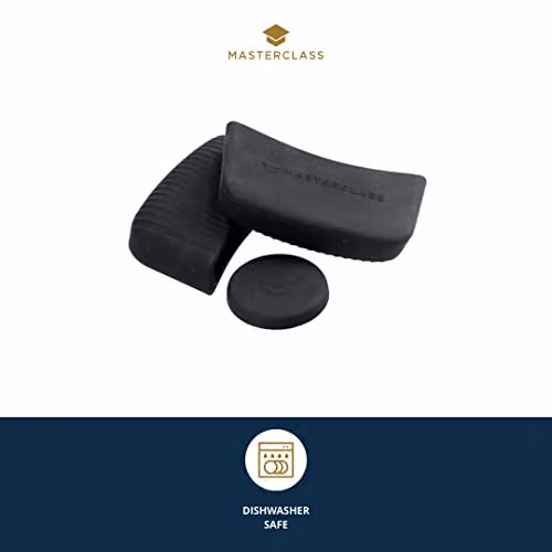 MasterClass Silicone Pan Handle Sleeve Set for Cast Aluminium Casserole Dishes, 3 Pieces, Black – 2