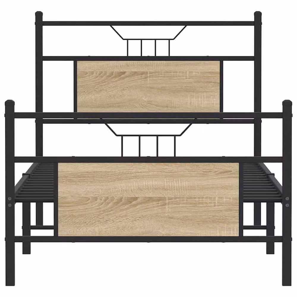 Berkfield Home Durable Single Bed Frame in Sonoma Oak and Brown, W/D/H: 90 x 190 cm – 3