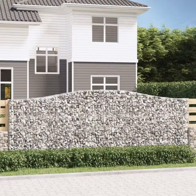 Berkfield Home Arched Gabion Baskets, 2 Piece Set, Silver Galvanised Steel, W: 400 cm, D: 30 cm, H: 140-160 cm