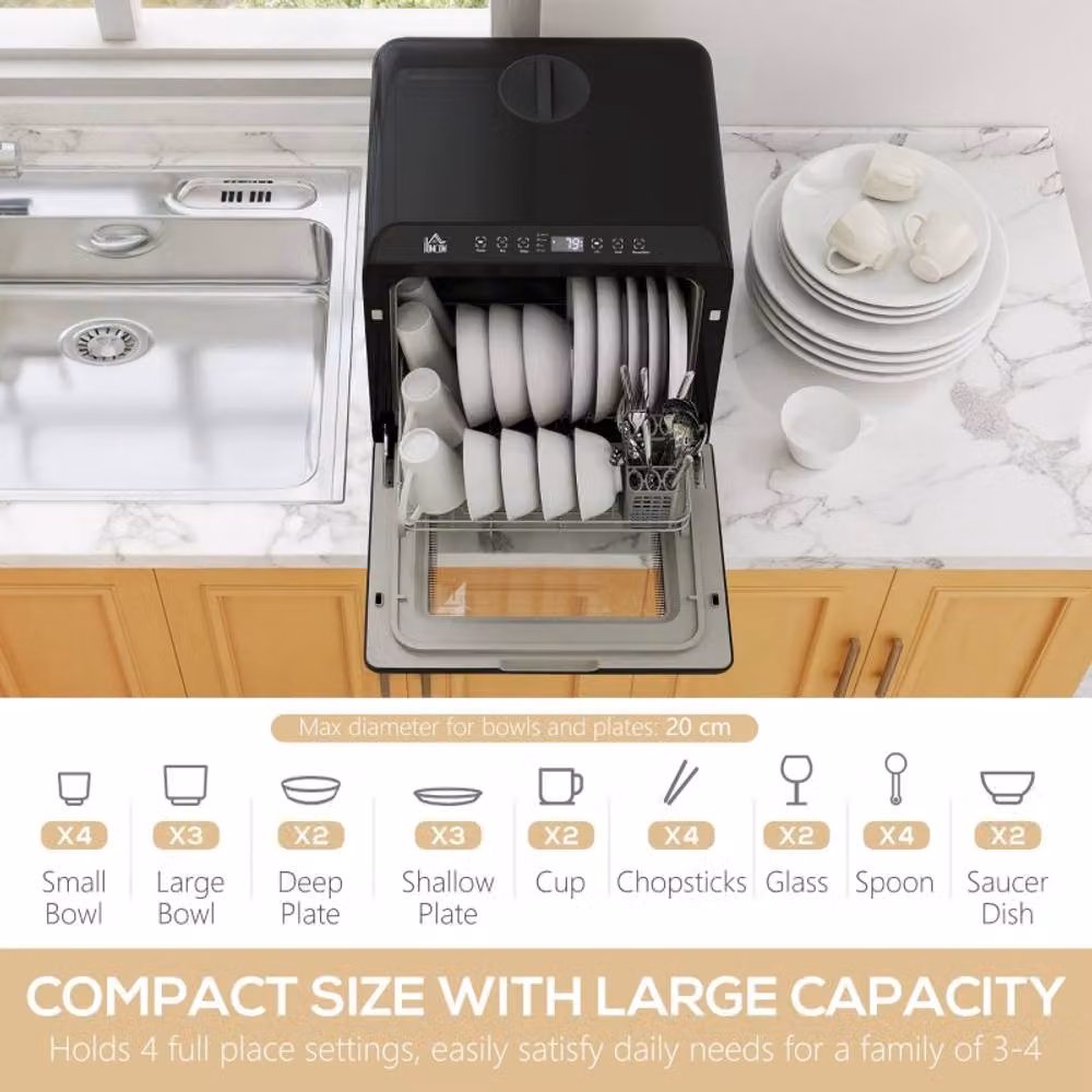 Rolipo 6L Countertop Dishwasher in Black – 4