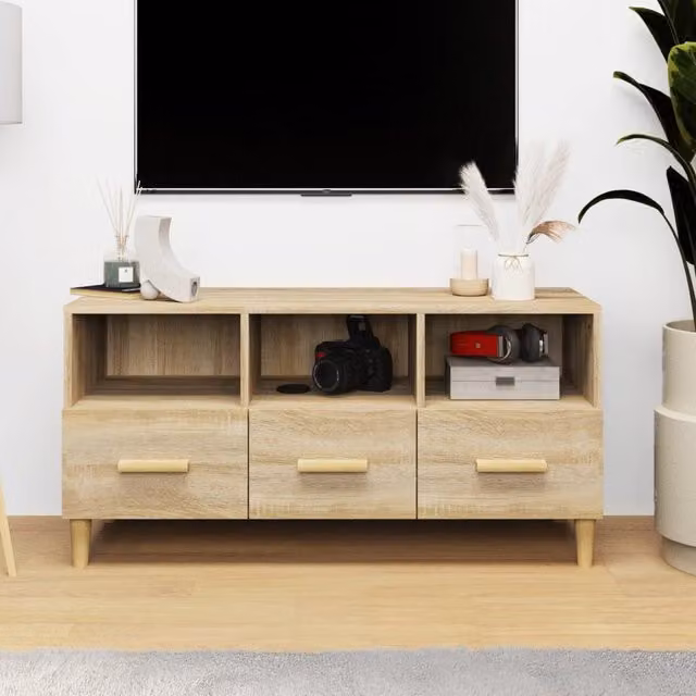 Berkfield Home Modern TV Cabinet in Sonoma Oak Brown, W/D/H: 102 x 36 x 50 cm