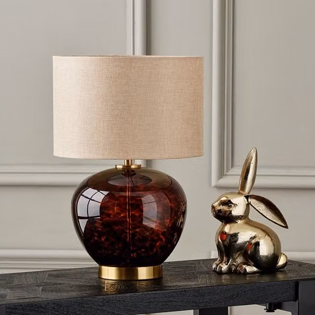 Pacific Lifestyle Modern Glass Table Lamp in Brown and Gold/Brass