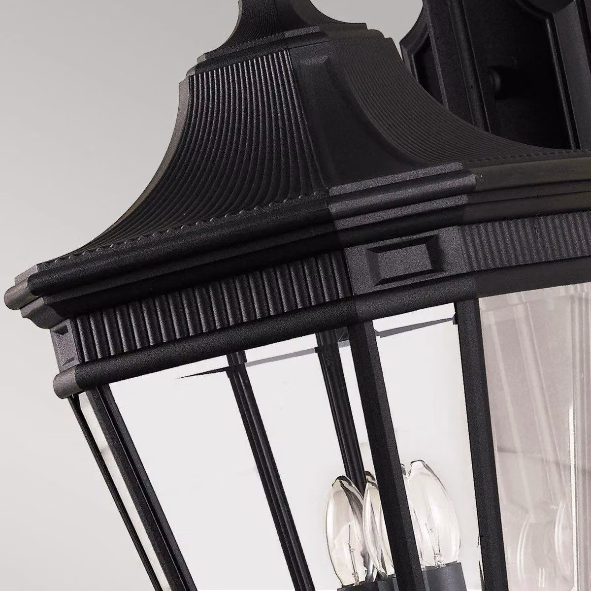 Netlighting Cotswold Lane 3 Light Large Outdoor Wall Lantern in Black with Transparent Glass, IP44, E14 – 3