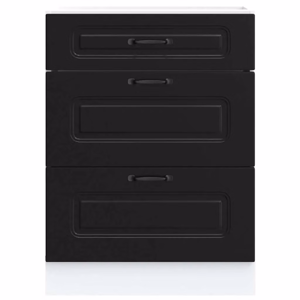 Berkfield Home Kalmar Black Matt MDF Kitchen Base Cabinet – 3