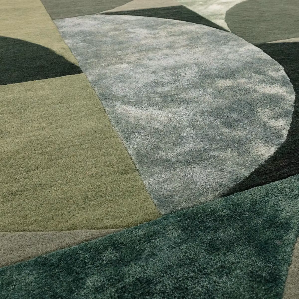 The Rug Shop UK Green Handmade Geometric Abstract Wool and Viscose Rug W: 200 cm, D: 300 cm – 2
