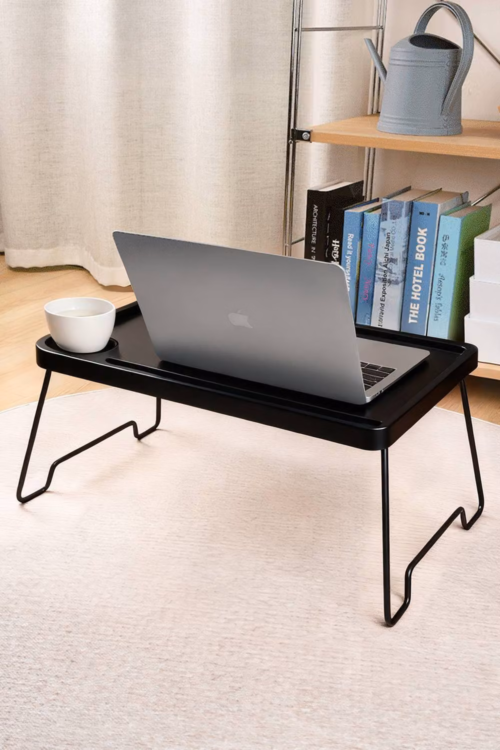Living and Home Folding Laptop Bed Table with Tablet Groove and Cup Slot in Black – 2