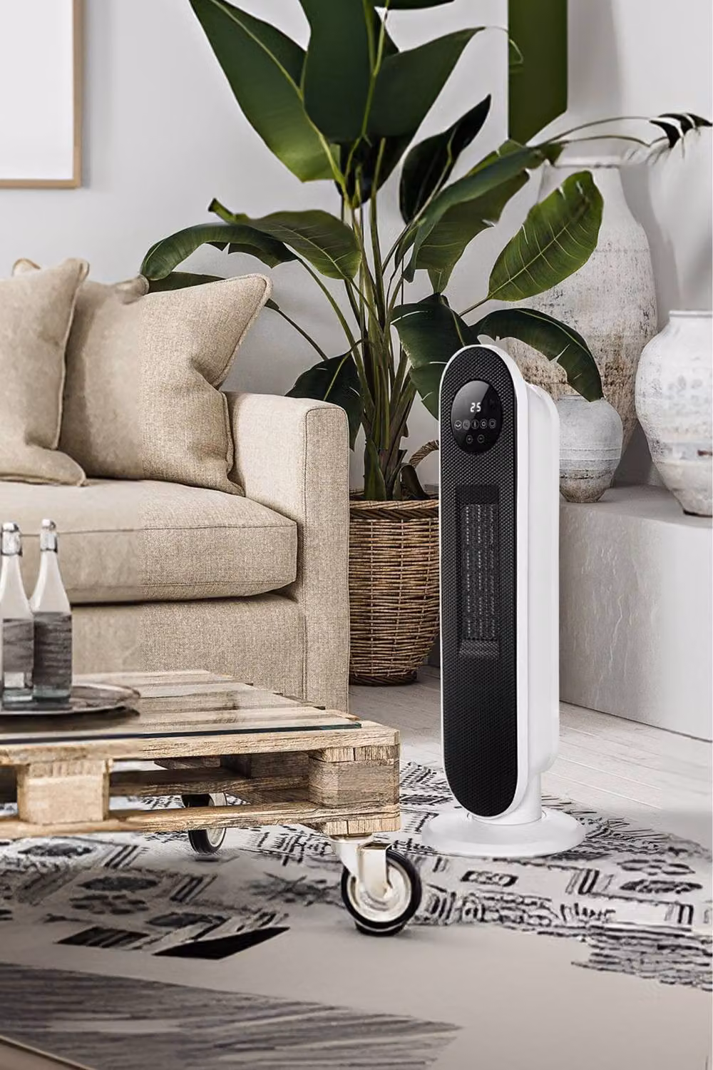 Living and Home Digital PTC Ceramic Fan Heater with Remote Control in White – 2