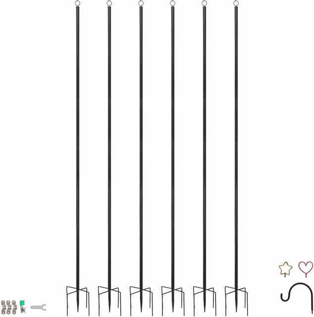 Harbour Housewares Black Metal Outdoor Iron Festoon Wall Pole
