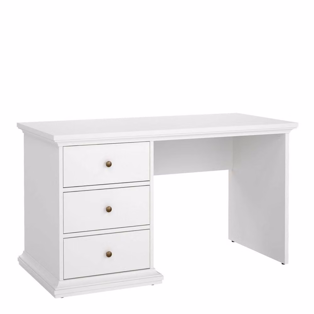 Wyld Haus Osaka White Wood Farmhouse Writing Desk with 3 Drawers, W/D/H: 130.0 x 61.6 x 73.9 cm – 2