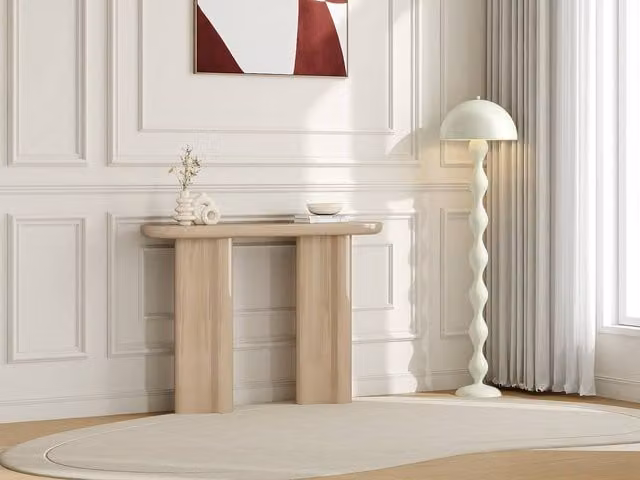 Vente-unique LESONA Lacquered Beige MDF Console Table W/D/H: 80 x 35 x 50 cm – 1