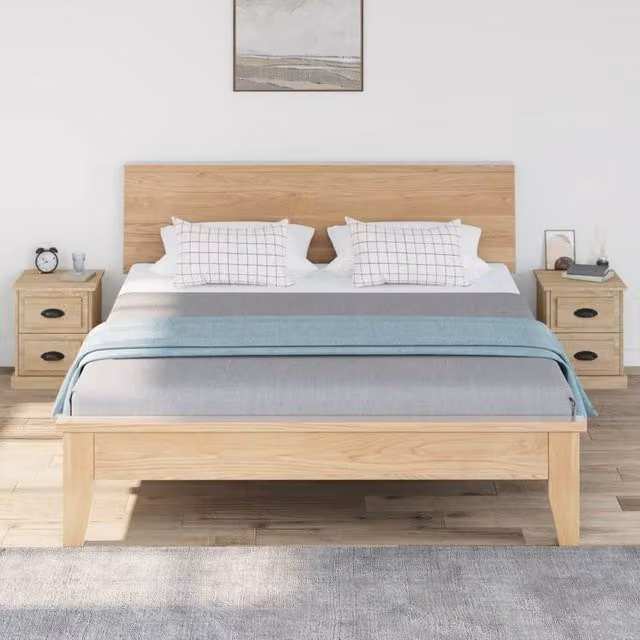 Berkfield Home Set of 2 Durable Bedside Cabinets in Sonoma Oak, Brown, W/D/H: 39 x 39 x 47.5 cm