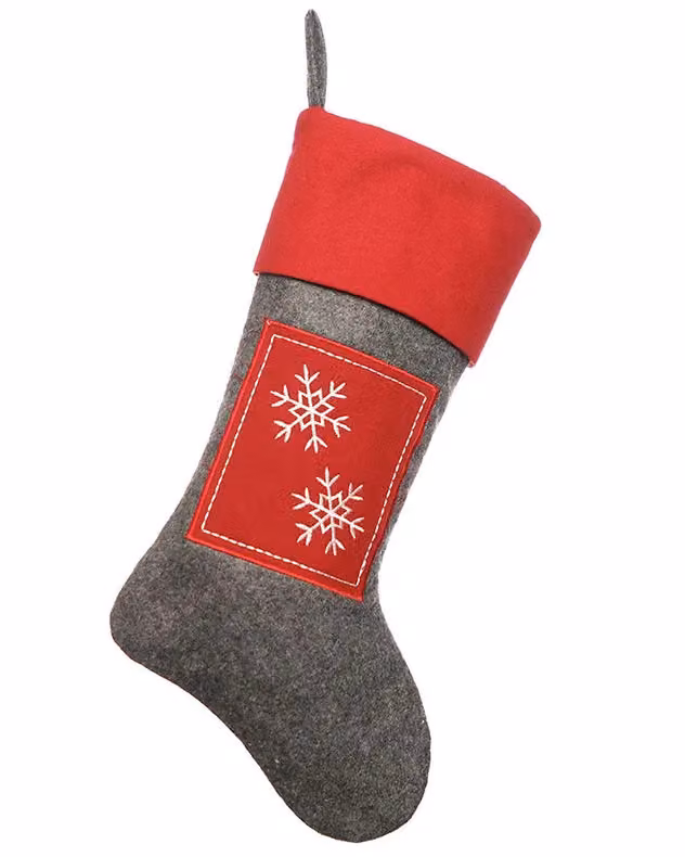 Dibor Set of 4 Grey Scandinavian Style Snowflake Christmas Stocking Bags – 3