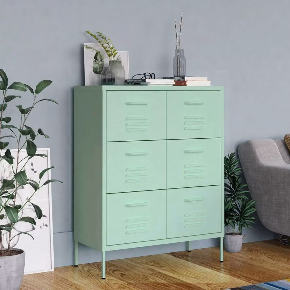 Berkfield Home Mint Green Steel Drawer Cabinet W/D/H: 80 x 35 x 101.5 cm – 2