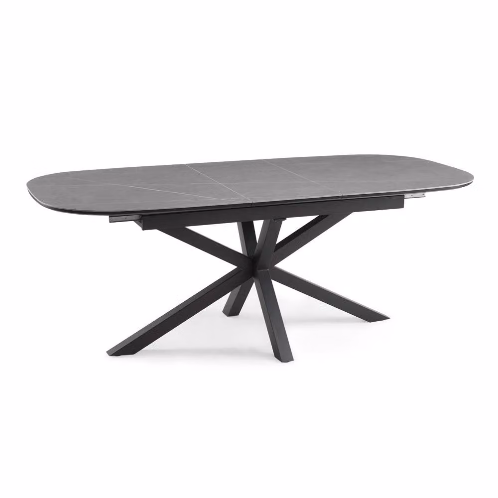 Home Detail Violet Extendable Rectangular Dining Table with Black Sintered Stone Ceramic Top and Grey Matt Finish – 2