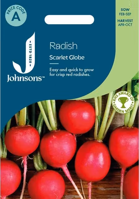 Johnsons Seeds Scarlet Globe Red Radish Vegetable Seeds