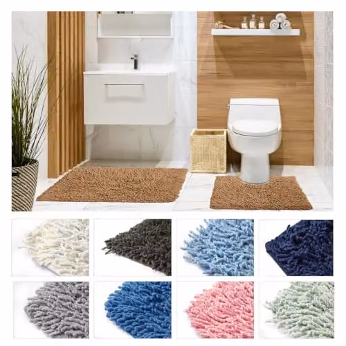 Coopers of Stortford Tumble-Twist Cotton Bath Mat and Pedestal Mat Set in Beige, W/D/H: 50 x 80 cm and 50 x 40 cm – 2