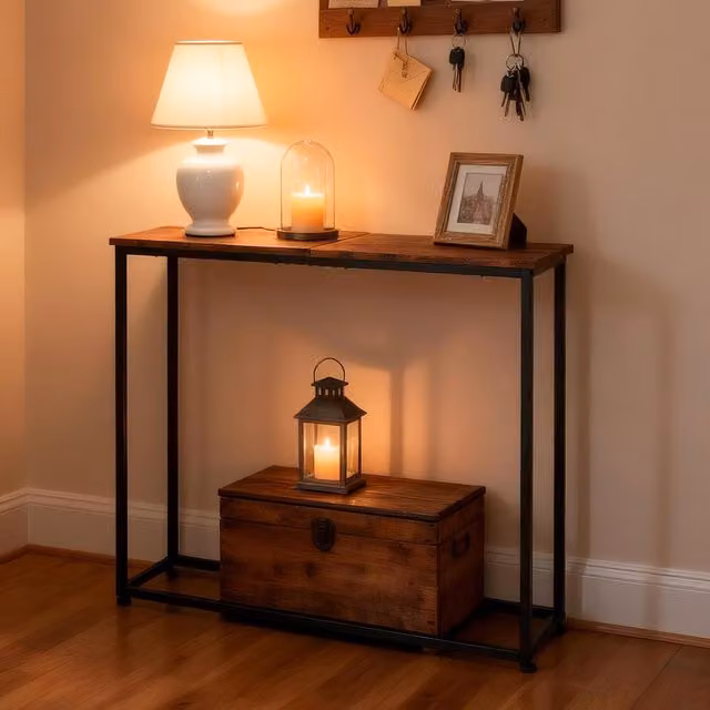 Levede Industrial Slim Console Hall Table in Black