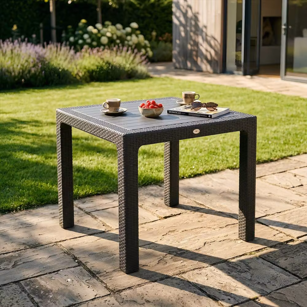 Harbour Housewares Noble Square Garden Dining Table in Black, W: 90 cm, D: 90 cm, H: 90 cm – 4