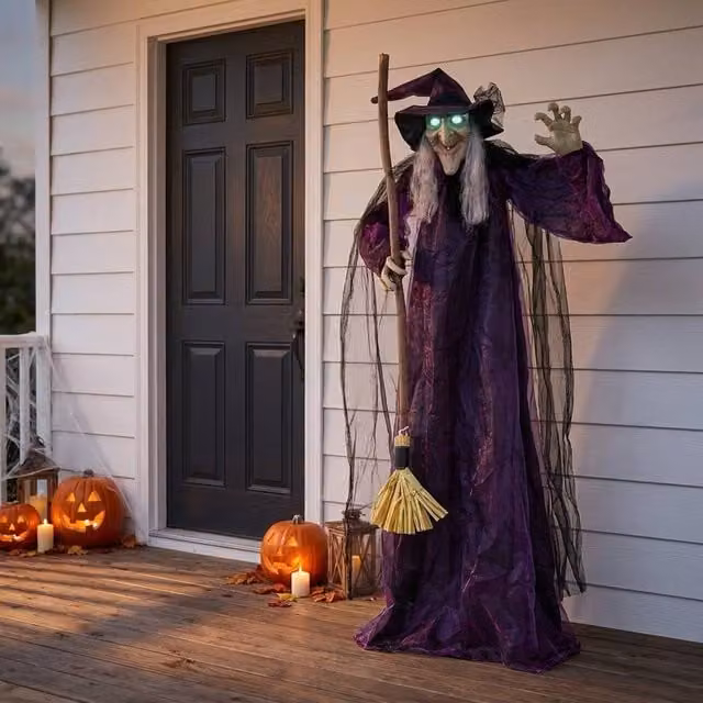 Garden Greatness Standing Animated LED Spooky Witch in Purple and Multicolour