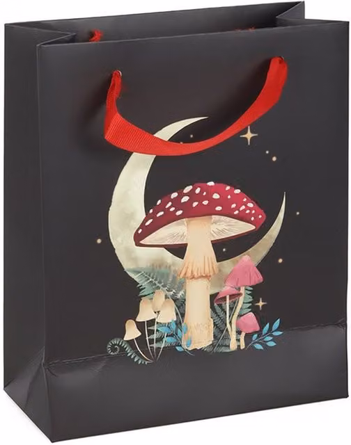 KDMK Mystical Forest Mushroom Paper Gift Bag in Black