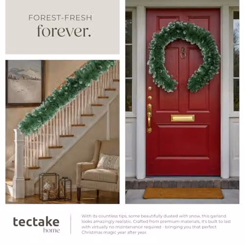 tectake Christmas Garland with Frosted Tips and High Volume in Green, 270 cm – 4