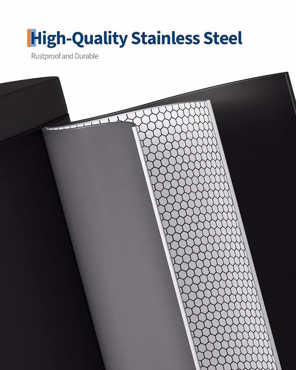 London Boutique 10L Stainless Steel Pedal Bin with Lid and Removable Inner Bucket, Black – 3