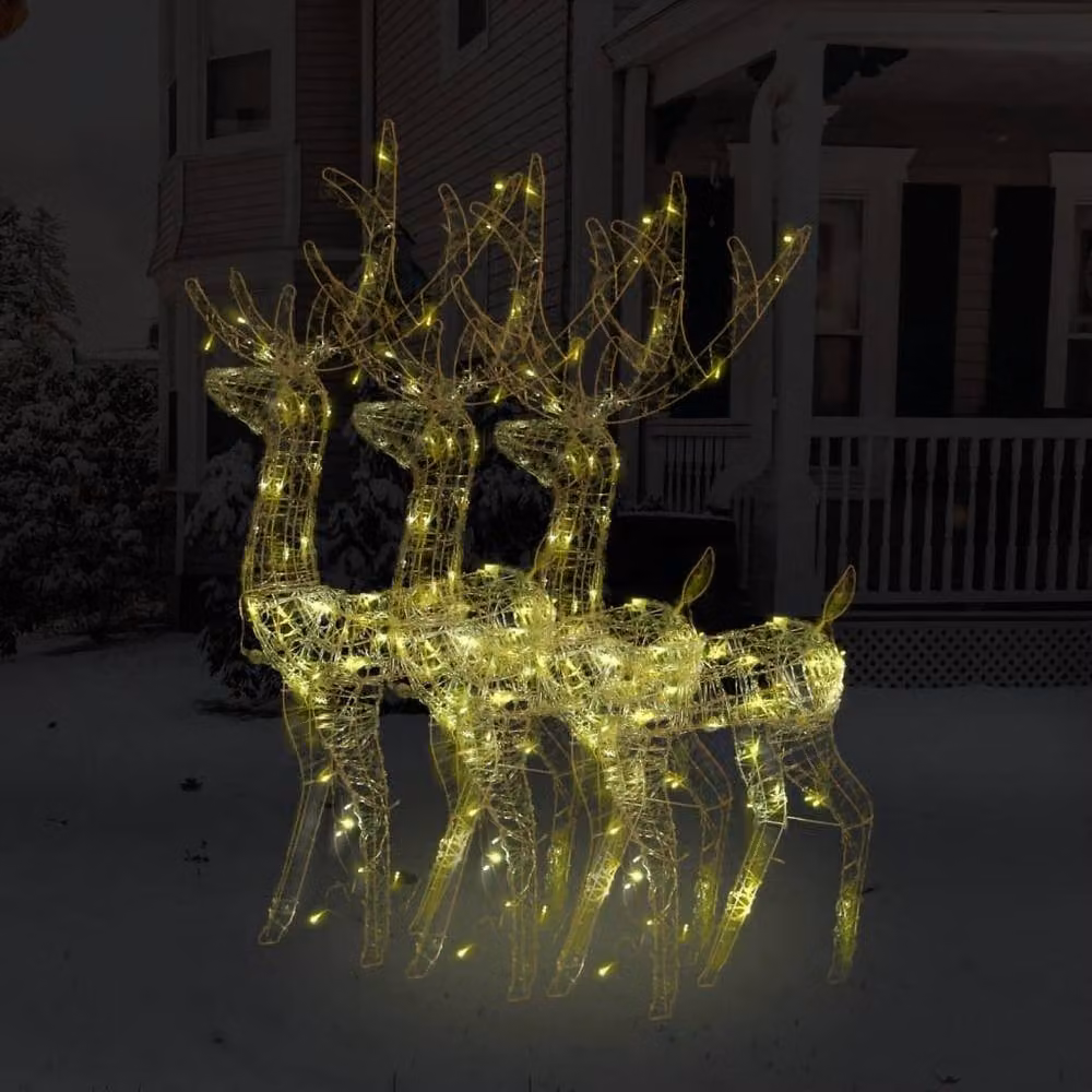 Berkfield Home Acrylic Reindeer Christmas Decorations, 3 Piece Set, White, Height: 120 cm – 2