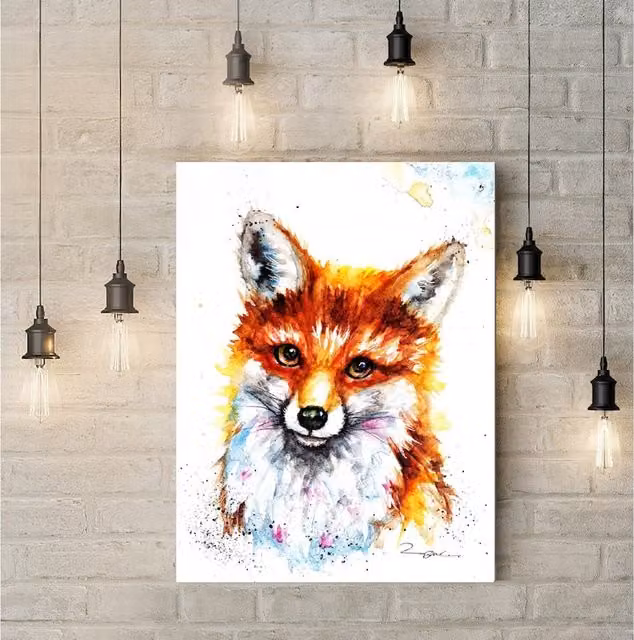 Be Coventry BebesArts Portrait of a Fox Canvas Wall Art, Multicolour, W: 30.48 cm, H: 20.32 cm, D: 1.0 cm