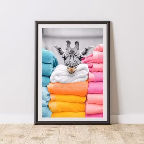60 Second Makeover Giraffe Animal Print Paper Poster, Multicolour, A3