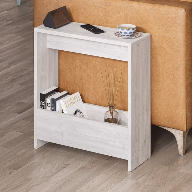 Decortie Simpi Modern 2-Tier Side Table in White, W/D/H: 60 x 20 x 55 cm – 1