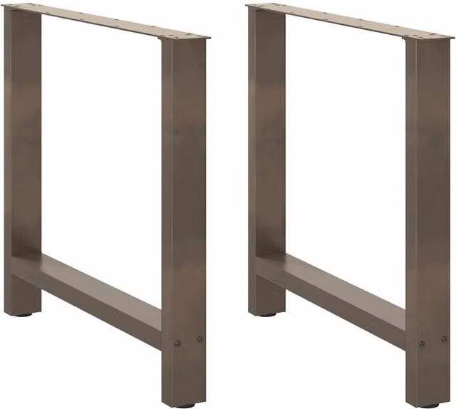 Berkfield Home Grey Steel Coffee Table Legs, 2 Pieces, H: 72.5 cm x W: 80 cm
