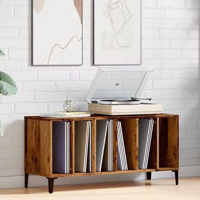 Berkfield Home Record Cabinet in Brown Old Wood, W/D/H: 100 x 38 x 48 cm – 1
