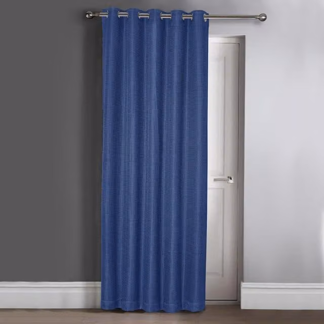 Velosso Waffle Ring Top Eyelet Door Curtain in Navy Blue, Width: 117 cm, Drop: 214 cm – 1