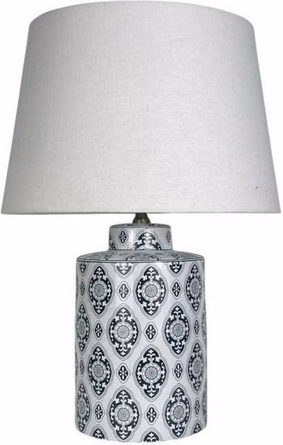 Minster Traditional Ceramic Table Lamp and Shade in White, W/D/H: 20 x 20 x 43 cm – 1