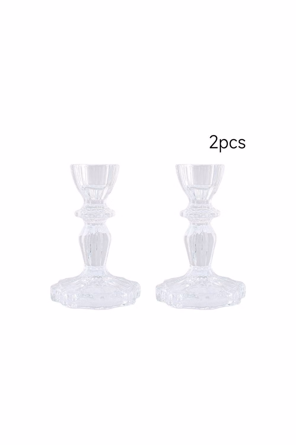 Living and Home 2 Pack Clear Glass Taper Candlestick Holders – 3