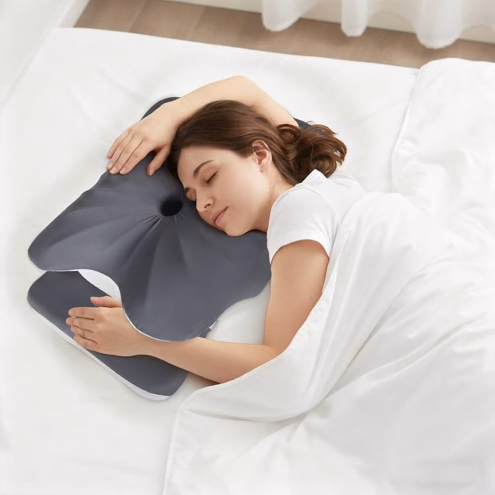 Lavio Ergonomic Butterfly Neck Pillow in Grey with Breathable Lyocell Removable Cover for Side, Back and Stomach Sleepers – 2