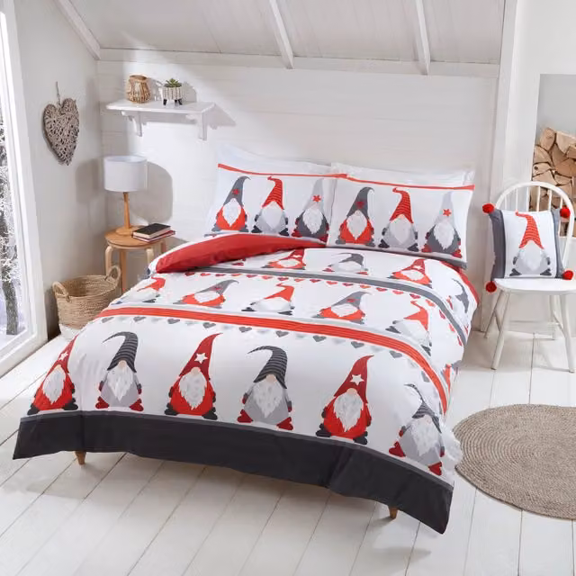 Rapport Home Festive Gonks Multicolour Single Duvet Cover, 90 x 200 cm