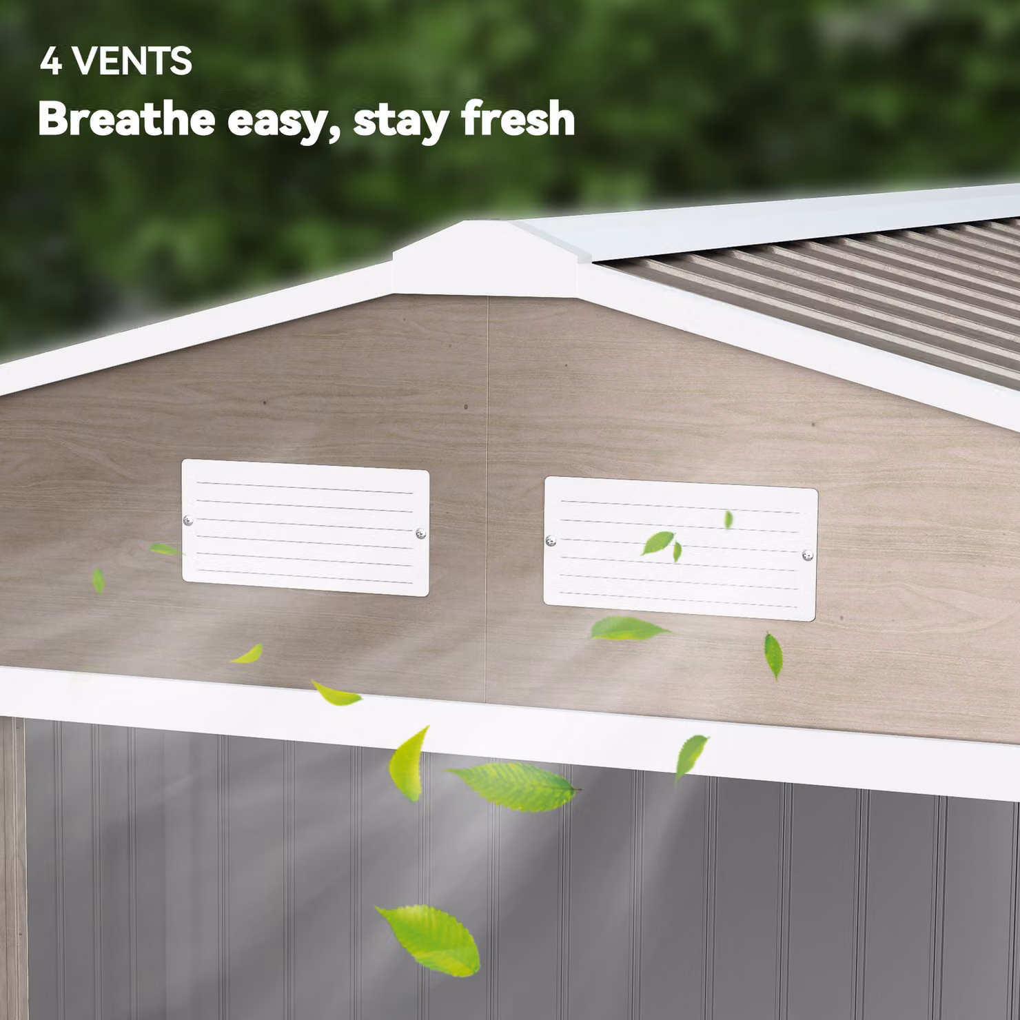 Outsunny Brown Steel Garden Shed with Lockable Double Doors and Side Vents – 8