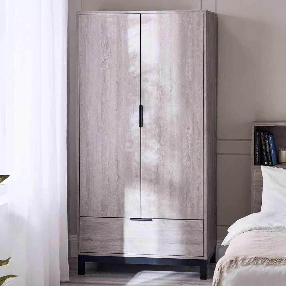 Cheshire Premium Kora 2 Door and 1 Drawer Wardrobe in Grey Oak – 3