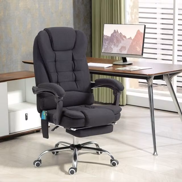 Vinsetto Black Fabric Executive Office Chair with High Back, Headrest and Armrests