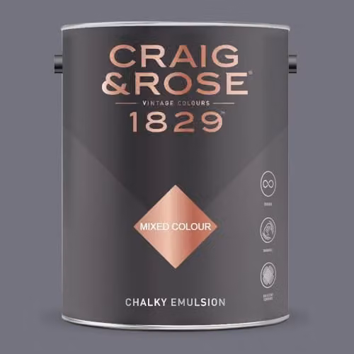 Craig & Rose 1829 Chalky Emulsion Paint Stop in Violet Slate, Matt, Water Based, 5 l
