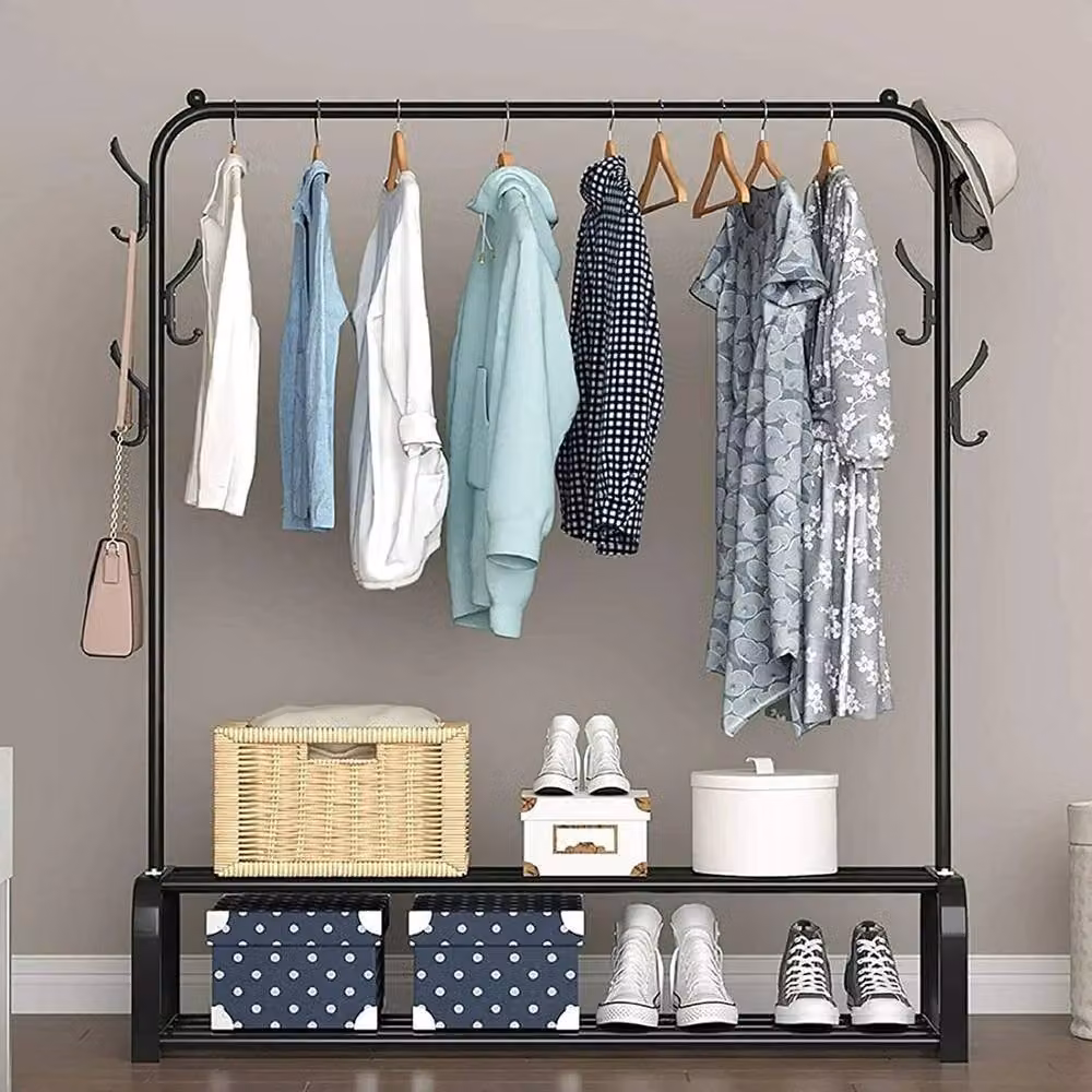 FORGEVIO Black Heavy Duty Metal Clothes Rail for Adults, W: 50 cm, H: 150 cm, D: 50 cm – 4
