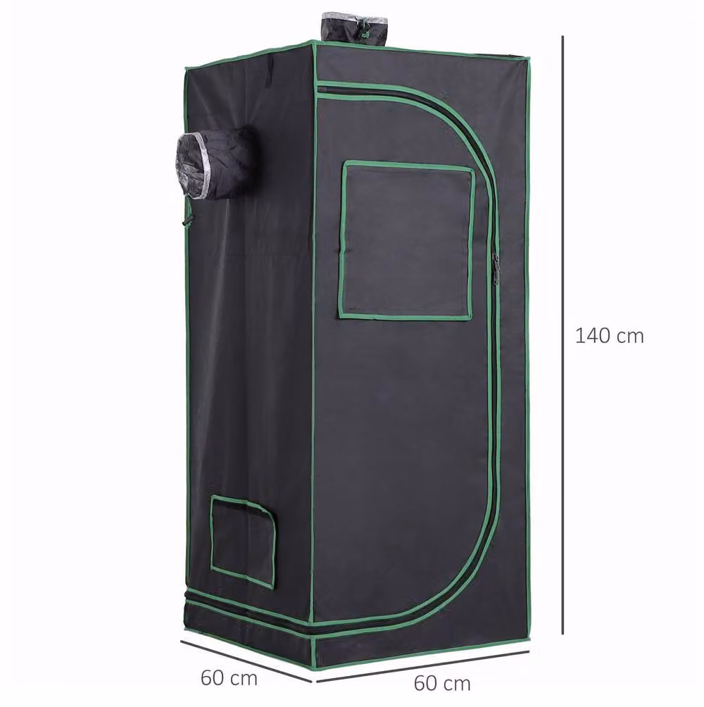 STILVORA Black Grow Tent Planter with Adjustable Vents and Floor Tray, W/D/H: 140 x 60 x 60 cm – 2