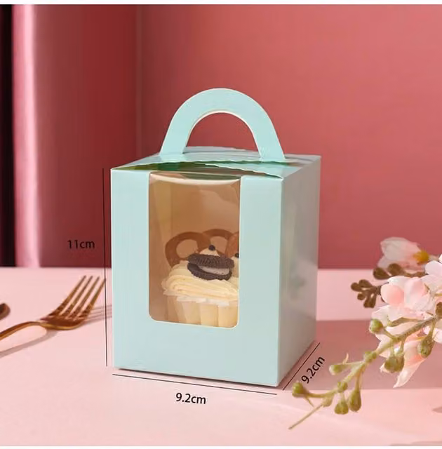 KDMD 20pcs Single Cupcake and Muffin Wedding Candy Boxes with Clear Window in Aqua Blue – 1