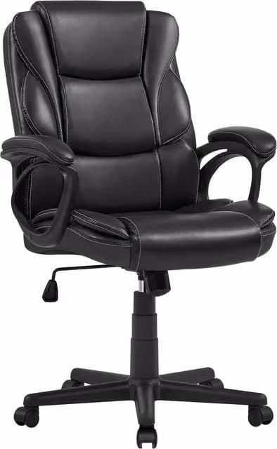Yaheetech Black PU Leather Executive Office Chair with Armrests and Castors