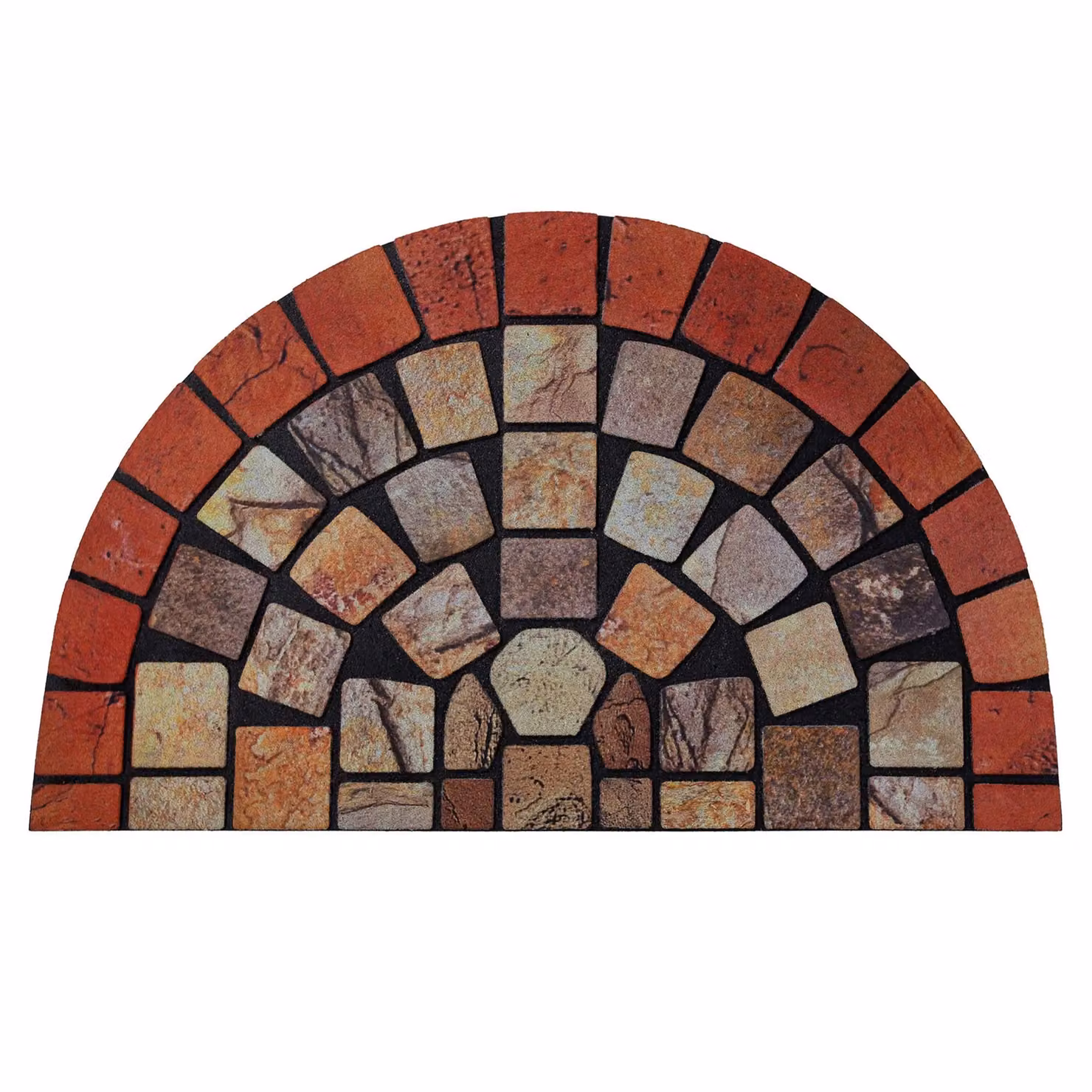 Nicoman Eco-Friendly Semicircular Rubber Doormat with Red Border, W/D: 75 x 44 cm – 3